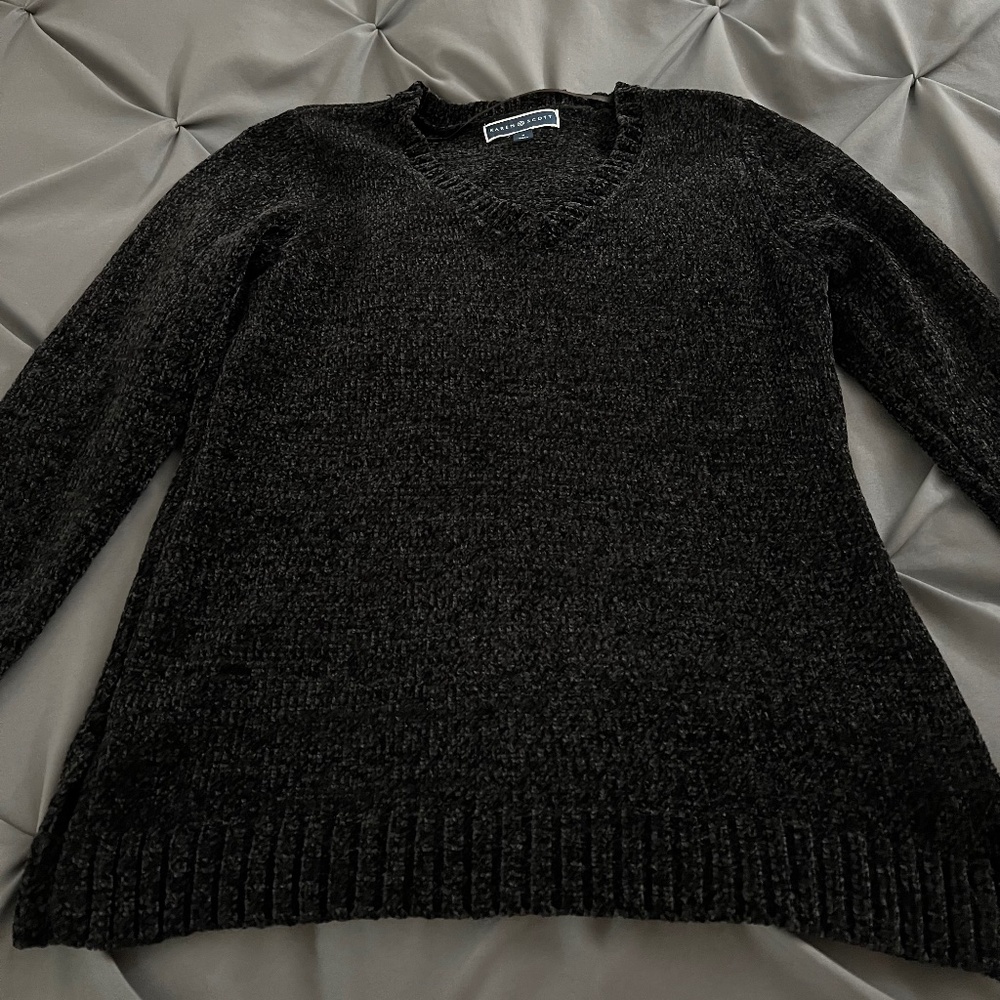Karen Scott Black V Neck Sweater